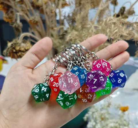 Colored d20 Keychain