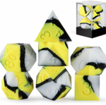 Silicone Rubber RPG Dice - Yellow, White & Black