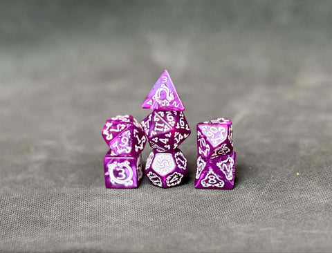 Purple Cloud Dragon 7 Piece RPG Dice Set