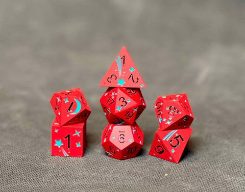 Comet Red Metal Dice Set