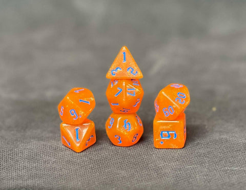 Pumpkin Orange 7 Piece RPG Dice Set