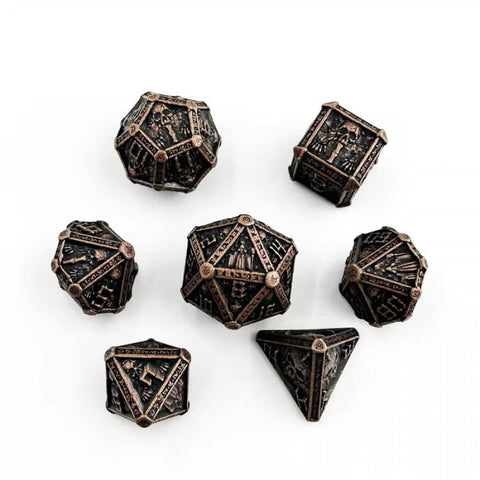 Metal Copper Skull RPG Dice Set