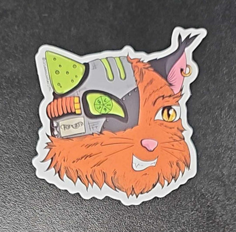 Forged Cyber-Cat Sticker