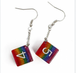D6 Earrings: Glitter Rainbow