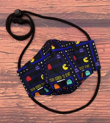 PacMan Fitted Mask - Small Adult/Teen