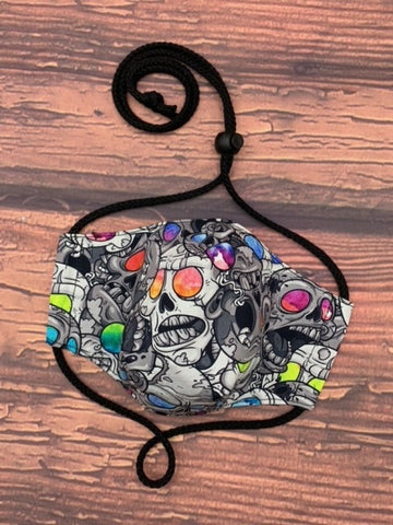 Rainbow Zombie Fitted Mask- Adult Large