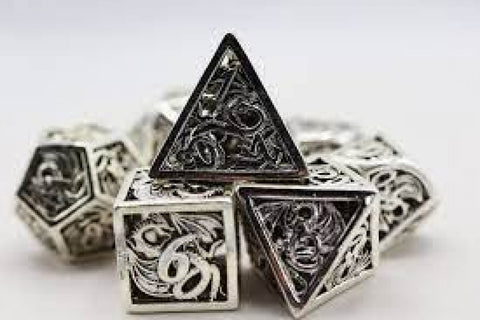 Hollow Mithril Dragon RPG Metal Dice Set