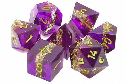 Old School 7 Piece DnD RPG Dice Set: Sharp Edged - Royal Rumble