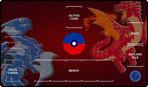 Red and Blue Dragon with Pokemon Compatible Zones - Playmat