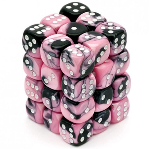 Gemini Black-Pink/white 12mm d6 dice Block - CHX26830