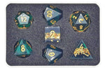 Old School 7 Piece DnD RPG Dice Set: Sharp Edged - Hunter's Mark