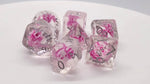 Old School 7 Piece DnD RPG Dice Set: Infused - Purrfect Pink Cat