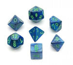Lustrous Dark Blue with Green Numbers 16mm 7 Dice Set Chessex - CHX27496