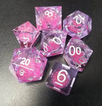 Purple with Liquid Glitter RPG Dice Set