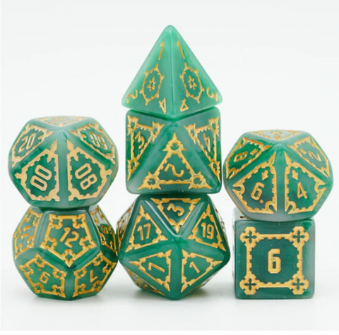HUGE GREEN CASTLE DICE SET - 25MM