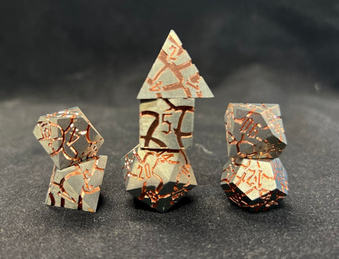 Silver with Copper Veins Metal RPG Dice Set
