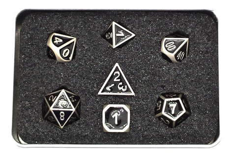 Old School RPG Dice Set: Elven Forged - Black w/ Silver