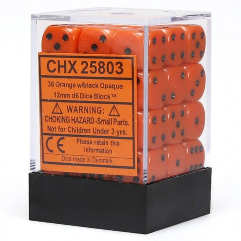 36 Orange/Black 12mm D6 Cube CHX 25803