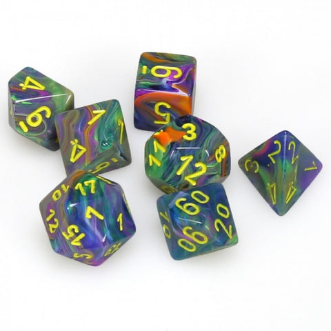 Festive Rio with Yellow Numbers 16mm 7 Dice Set Chessex - CHX27449