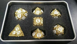 Veins of White & Gold Metal RPG Dice Set