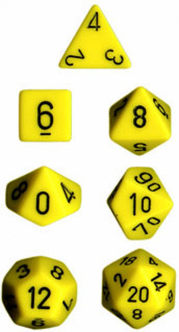 Opaque Yellow / Black 7 Dice Set - CHX25402
