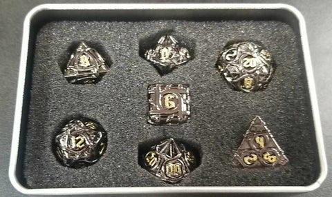Veins of Gold & Black Metal RPG Dice Set