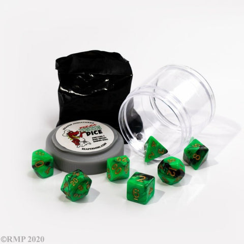 Pizza Dungeon Dice: Dual Dice - Green & Black