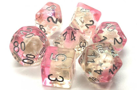 Old School 7 Piece DnD RPG Dice Set: Infused - Beach Party - Pink