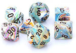 Festive Vibrant with Brown Numbers 16mm 7 Dice Set - CHX27441