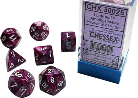 7 Heavy Dice Set - Lab Dice 2 - Lustrous Amethyst with White - CHX30025