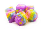 Old School 7 Piece DnD RPG Dice Set: Gradients - Cotton Candy