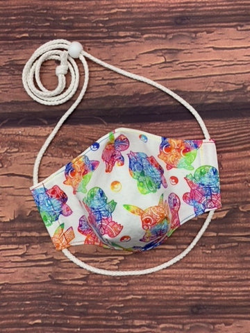 Rainbow Pokemon Fitted Mask- Adult Large