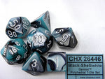 7 Black-Shell/white Gemini Polyhedral Dice Set - CHX26446