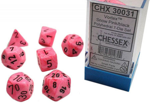 7 Heavy Dice Set - Lab Dice 2 - Snow Pink Vortex Dice with Black - CHX30031