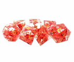 Old School 7 Piece DnD RPG Dice Set: Sharp Edged - Red Flower