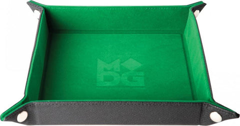 Metallic Dice Games Green Velvet Dice Tray with Leather Backing
