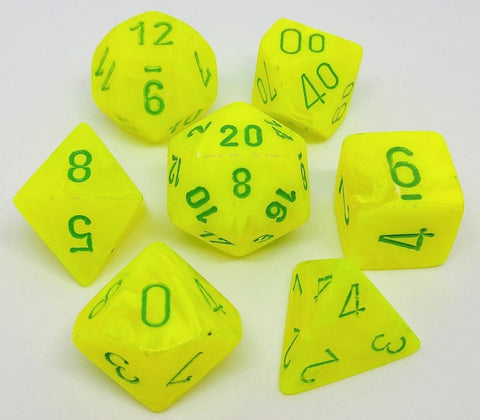Polyhedral 7-Die Set: Menagerie #8 Electric Yellow/Green Vortex - CHX27422