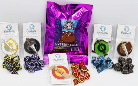 Mystery Loot Pack: Matching Metal Dice Set & Bonus Enamel Pin
