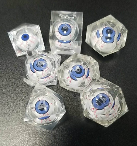 Clear w/ Blue Eyeball RPG Dice Set