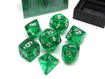 Translucent Green/White Polyhedral 7-Die Set - CHX23075