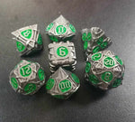 Veins of Green & Black Metal RPG Dice Set