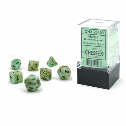 Marble Green/dark green 7 Dice Set Mini- CHX 20409