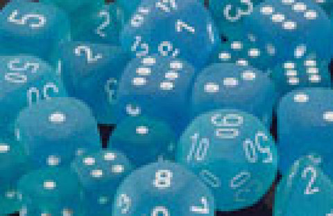Frosted Caribbean Blue / White 7 Dice Set - CHX27416