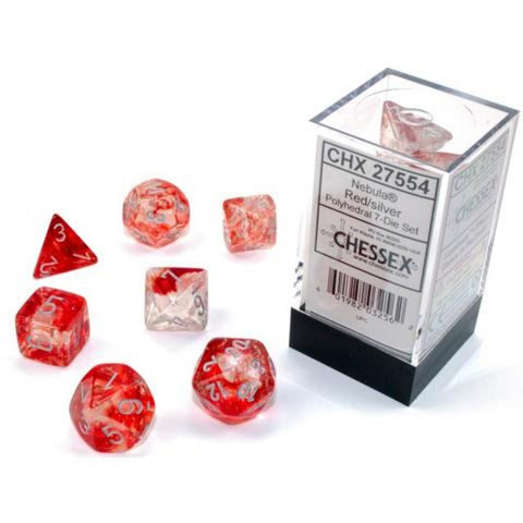 Nebula Red/silver Polyhedral 7-Die Set - CHX27554