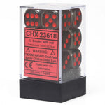 12 Smoke/Red 16mm D6 Dice Block CHX23618