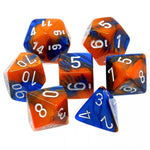 7 die Polyhedral Gemini Blue-Orange w/White Dice Block - CHX26452