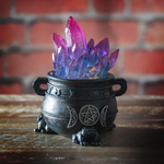 Triple Moon Cauldron W/LED Crystal C/24