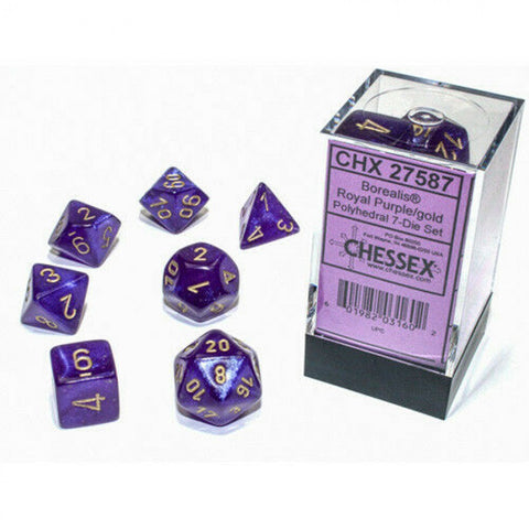 Borealis Royal Purple/Gold 7 Dice Set - CHX 27587