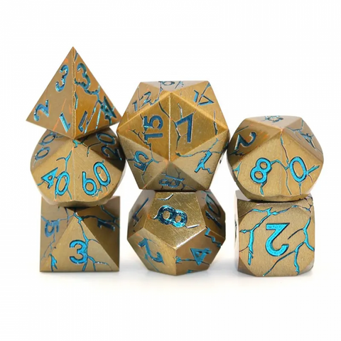 Blue and Gold Cracked RPG Dice
