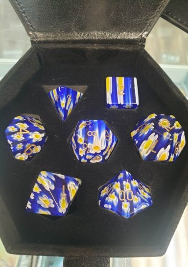Blue Flower Glass RPG Dice